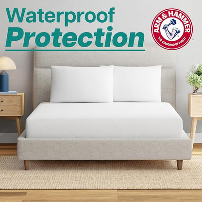 Arm & Hammer Soft Terry Mattress Protector, Waterproof, White, Queen