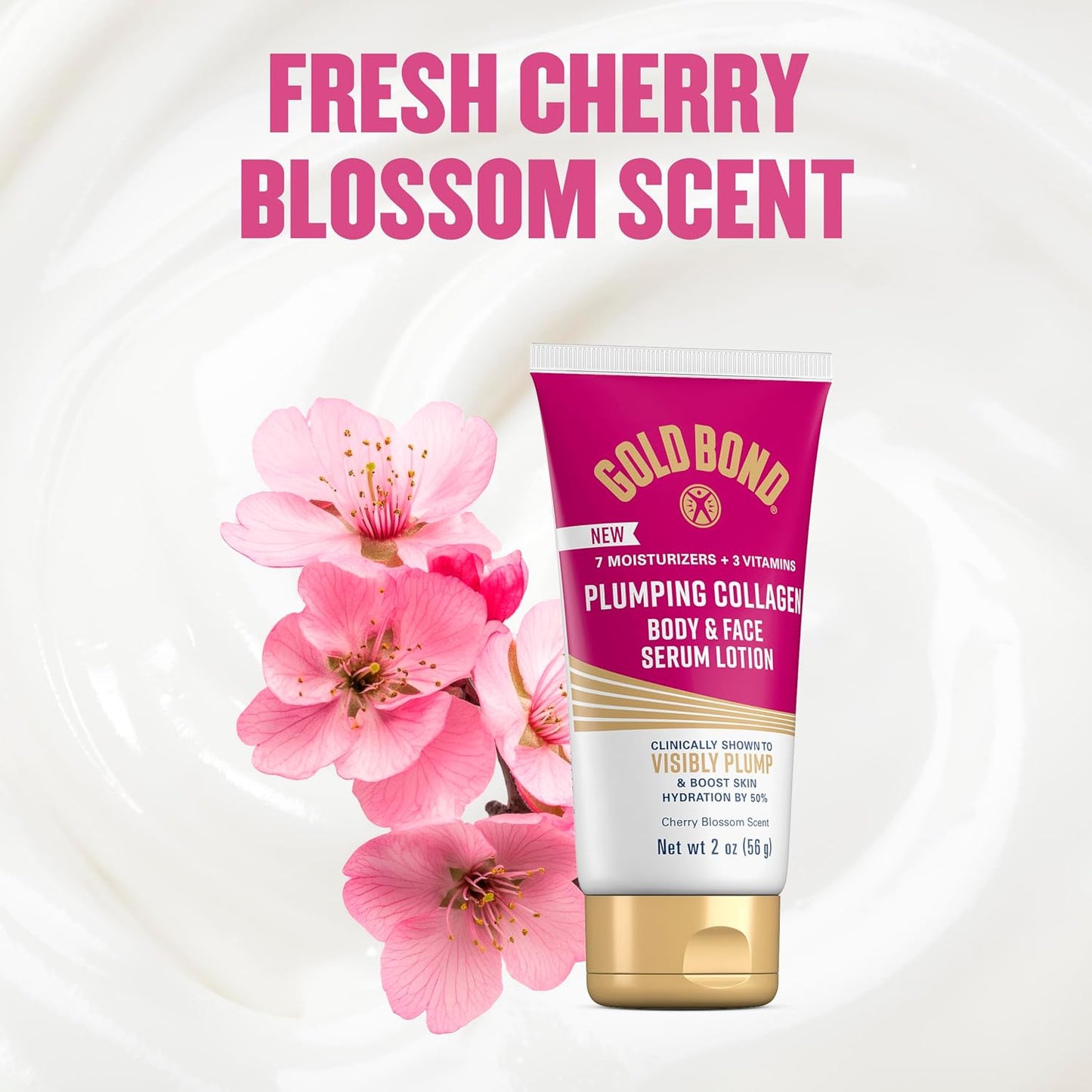 Gold Bond Plumping Collagen Body & Face Serum Lotion, Cherry Blossom Scent