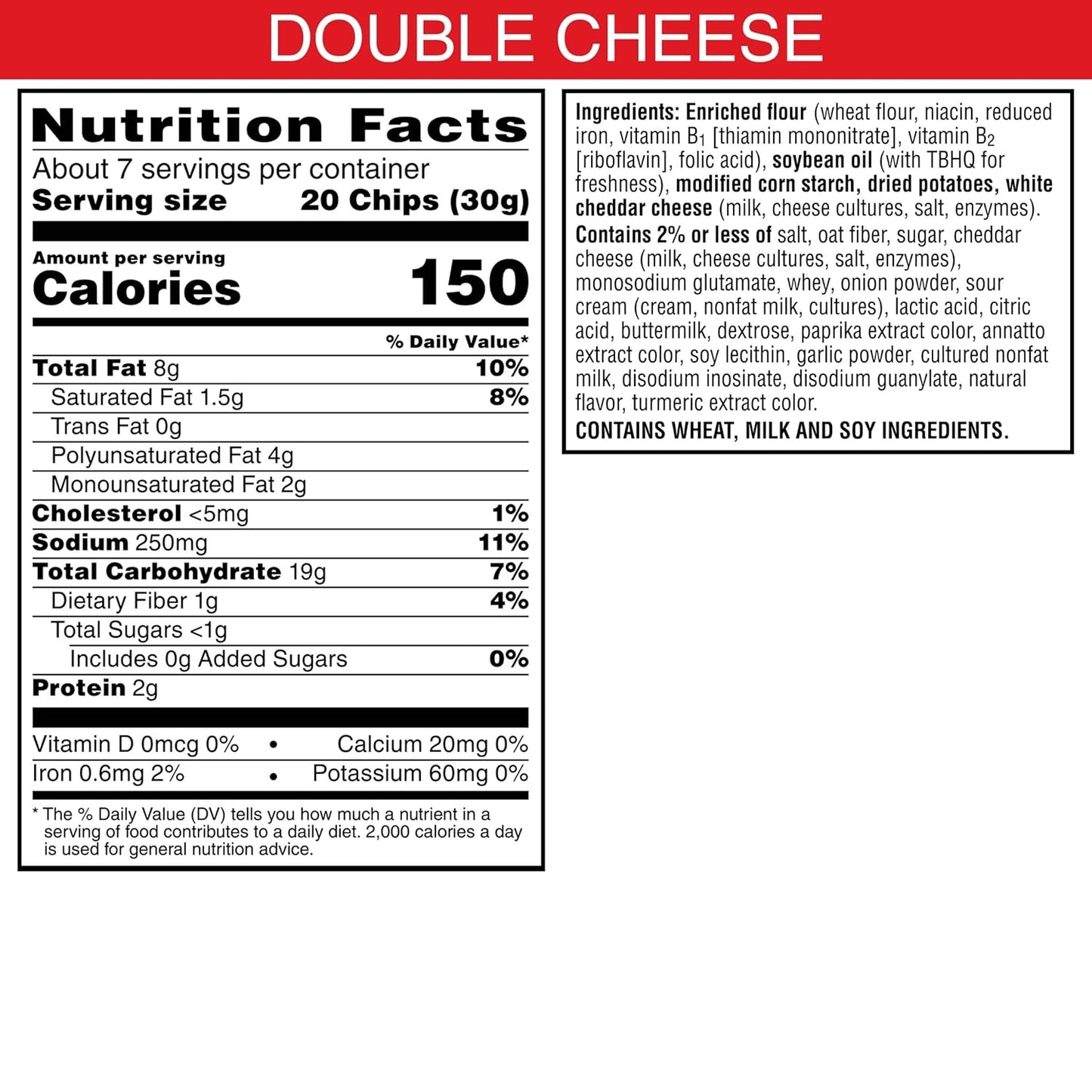 Cheez-It Snap'd Cheesy Baked Chips, Lunch Snacks, Double Cheese, 7.5oz Bag (1 Bag)