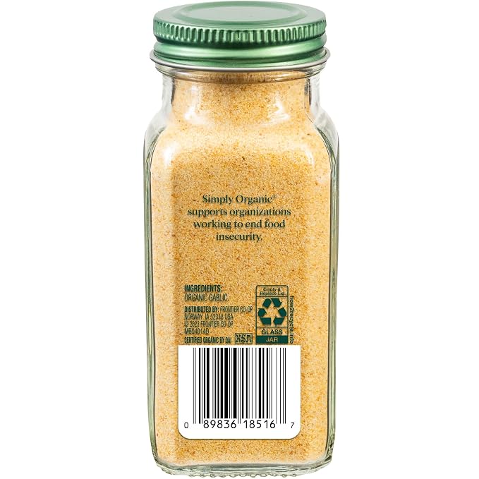 Simply Organic Garlic Powder, 3.64-Ounce Jar, Pure A-Grade Organic Garlic, Dried & Ground, Kosher, No ETO, Non GMO | Pure A-Grade Organic Garlic, Dried & Ground, Kosher, No ETO, Non GMO