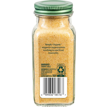 Simply Organic Garlic Powder, 3.64-Ounce Jar, Pure A-Grade Organic Garlic, Dried & Ground, Kosher, No ETO, Non GMO | Pure A-Grade Organic Garlic, Dried & Ground, Kosher, No ETO, Non GMO