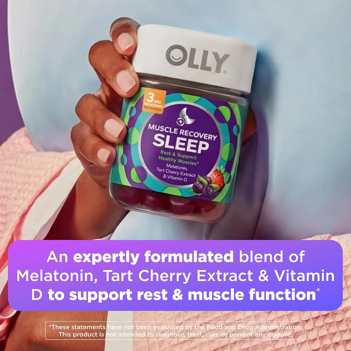 OLLY Muscle Recovery Sleep Gummy Supplement, Tart Cherry - 40 Count (Pack of 12)