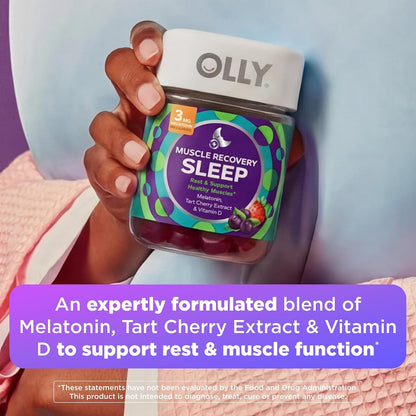 OLLY Muscle Recovery Sleep Gummy Supplement, Tart Cherry - 40 Count (Pack of 12)