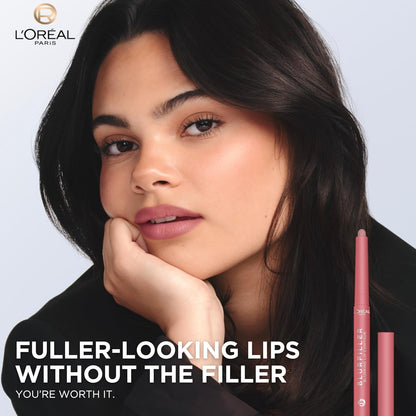 L'Oreal Paris Blurfiller Lip Liner, Lightweight, Buildable, and Sculpting Lip Pencil, Line, Define, and Contour for Fuller-Looking Lips, Brown Caramel, 0.21 oz