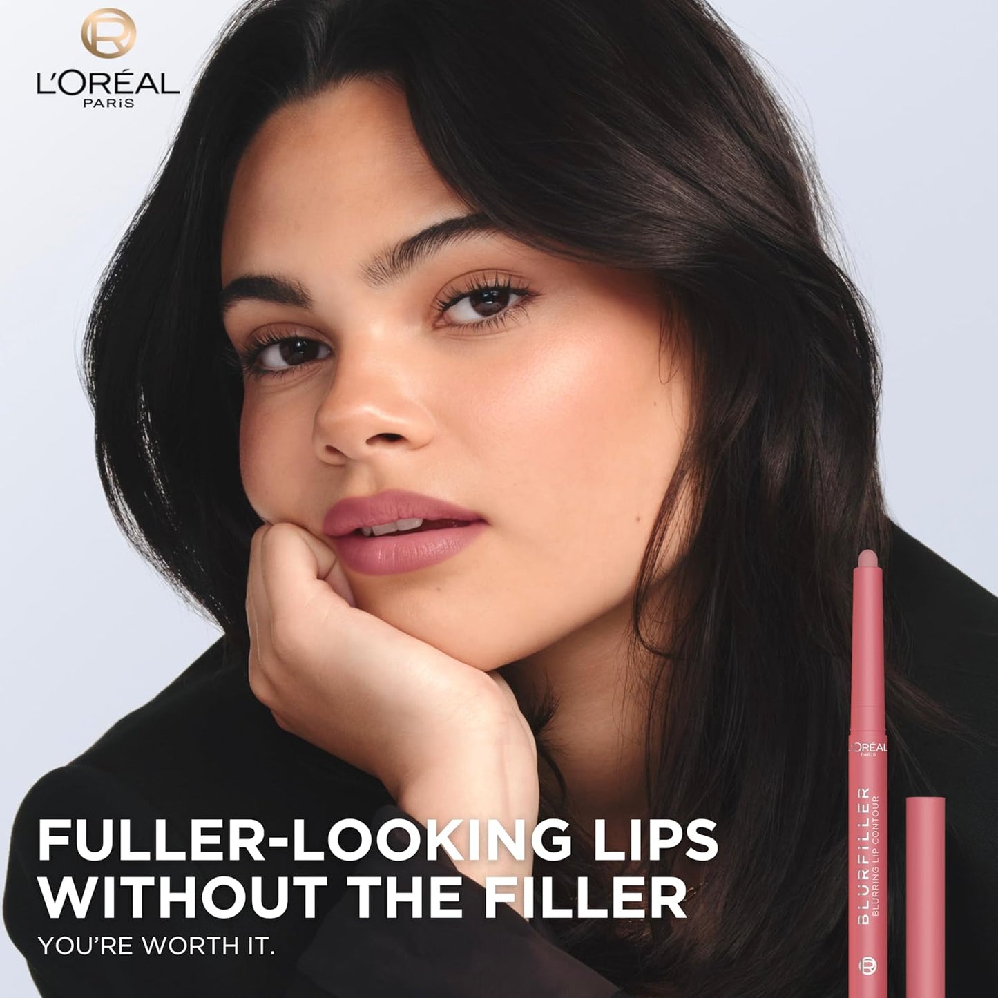 L'Oreal Paris Blurfiller Lip Liner, Lightweight, Buildable, and Sculpting Lip Pencil, Line, Define, and Contour for Fuller-Looking Lips, Nude Espresso, 0.21 oz
