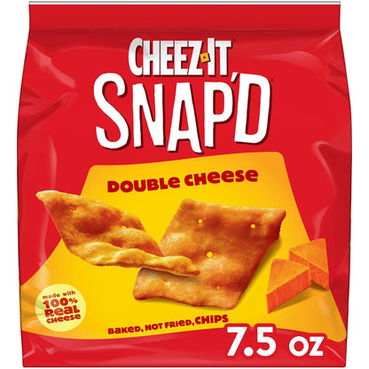 Cheez-It Snap'd Cheesy Baked Chips, Lunch Snacks, Double Cheese, 7.5oz Bag (1 Bag)