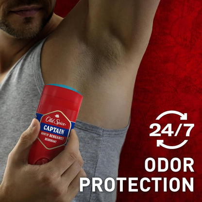 Old Spice Aluminum Free Deodorant for Men,24/7 Odor Protection,24/7 Freshness & Lasting Scent,Captain with Bergamot Scent,3.0 oz,(Pack of 12)