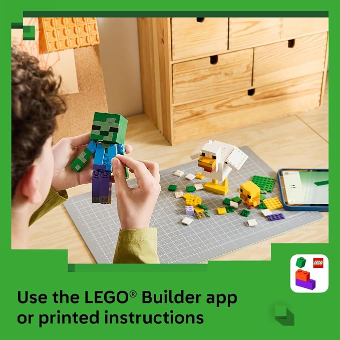 LEGO Minecraft Chicken Jockey 21582 | Building Toys for Boys & Girls, Ages, 9+, Display for Bedroom, 344 pieces, Gift for Birthdays