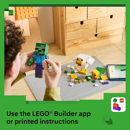 LEGO Minecraft Chicken Jockey 21582 | Building Toys for Boys & Girls, Ages, 9+, Display for Bedroom, 344 pieces, Gift for Birthdays