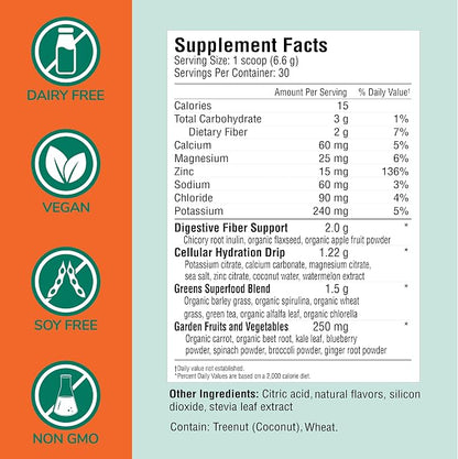 Country Farms Refreshers, Super Greens and Electrolytes, Essential Minerals and Superfoods, Hydration Support, Promotes Natural Energy, with Fiber, Tropical Mango, 30 Servings