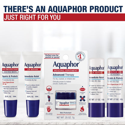 Aquaphor Lip Repair Stick with Jojoba Oil and Shea Butter, Moisturizing Lip Balms, Fragrance Free and Paraben Free, Immediately Relieves Dryness, 0.17 Oz Stick (Pack of 48)