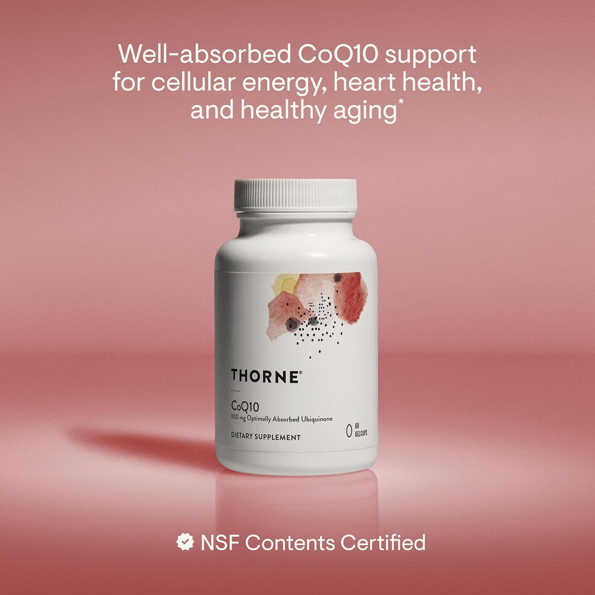 THORNE CoQ10, 100 mg Optimally Absorbed Ubiquinone Supplement, 60 Softgels