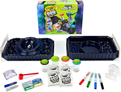 Crayola Goo All-in-1 Sensory Station, Galactic Slime Making Kit for Kids, Less Mess, DIY Arts & Crafts Set, Gifts for Kids, Ages 6+