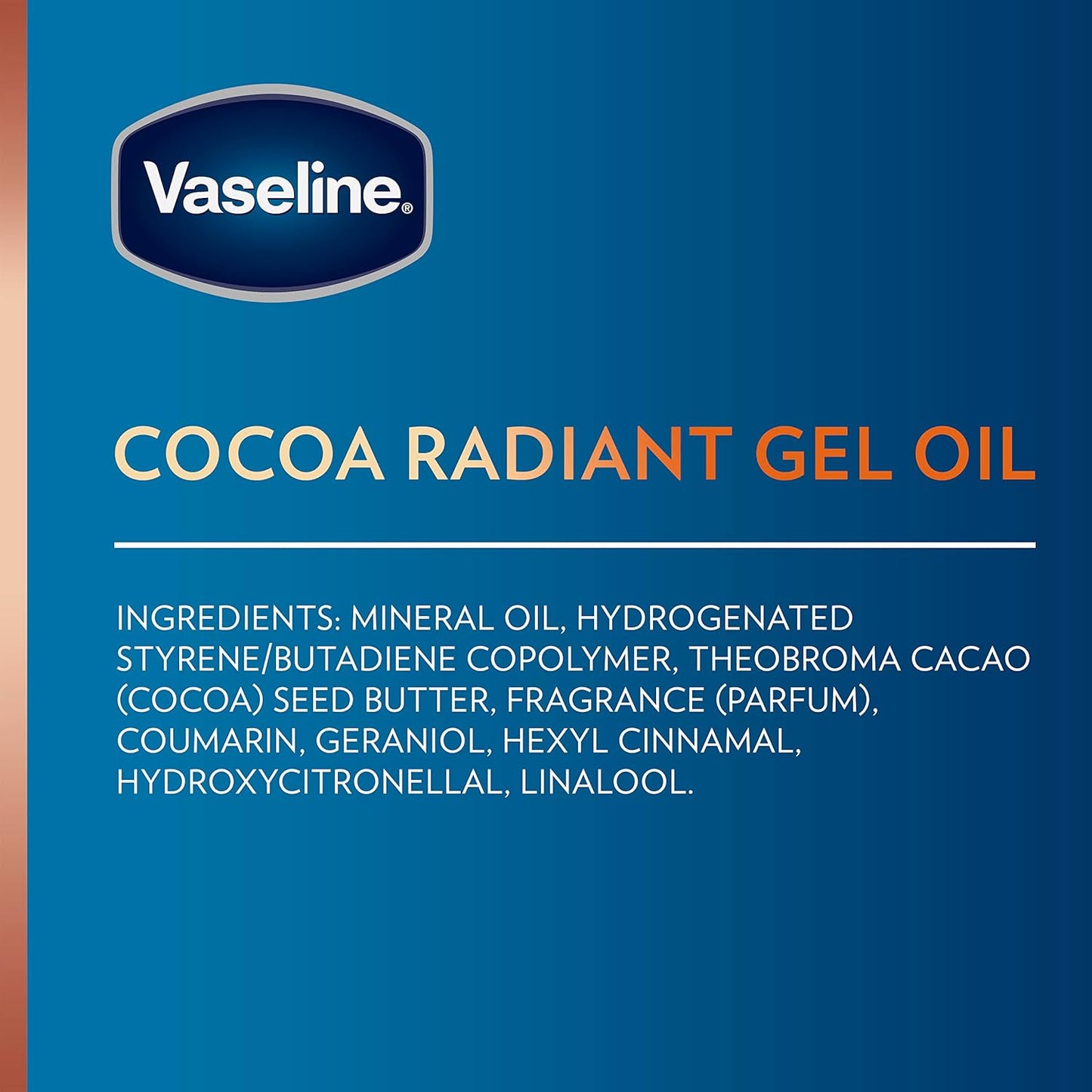Vaseline Intensive Care Cocoa Radiant Pack of 3 for Glowing Skin Body Gel Oil Made with Pure Cocoa Butter + Replenishing Oils 6.8 oz, (Pack of 6)