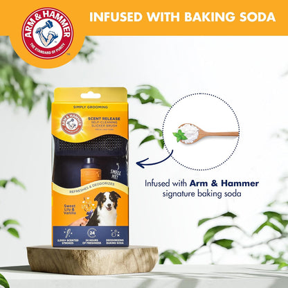 Arm & Hammer Deodorizing Slicker Dog Brush, Sweet Lily & Vanilla Scent
