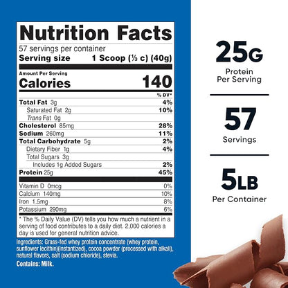 Nutricost Grass-Fed Whey Protein Concentrate Powder (Chocolate) 5LBS