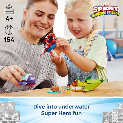 LEGO Marvel Spidey and His Amazing Friends Spidey: Underwater Vehicles Building Toy for Kids - Super Hero Pretend Play Set for Preschool Boys & Girls, Ages 4+ - Gift Idea for Birthdays - 11207
