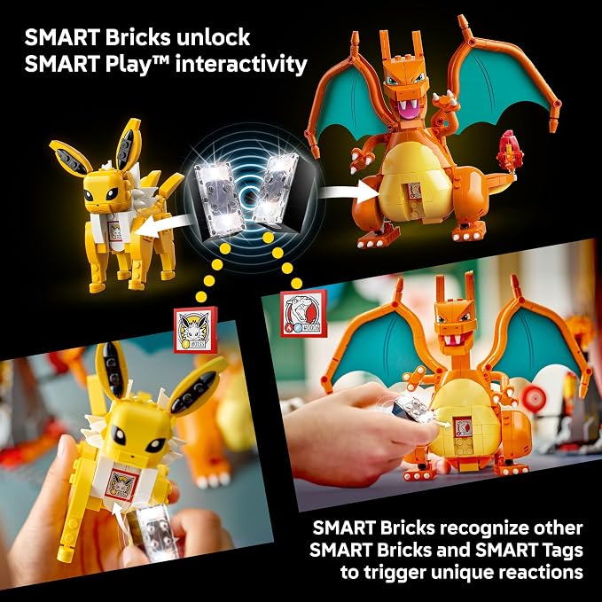 LEGO Pokémon SMART Play: Charizard vs. Jolteon Ultimate Battle 72167 | All-in-One Building Set, Boys & Girls, Ages 8+, Interactive Pokémon Toys, 2 SMART Bricks, 4 Tags & Charger, 751 pieces