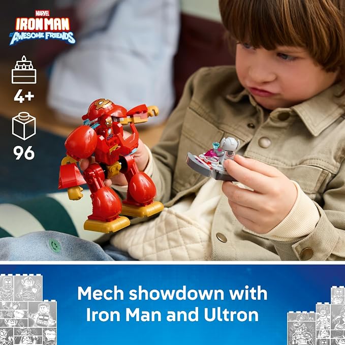 LEGO Marvel Iron Man and His Awesome Friends Ultron vs. Iron Man 11209 | Preschool Building Toys for Boys & Girls, Ages 4+, Marvel Action Figures, Sturdy Build for Pretend Play, 96 pieces, Gift Idea