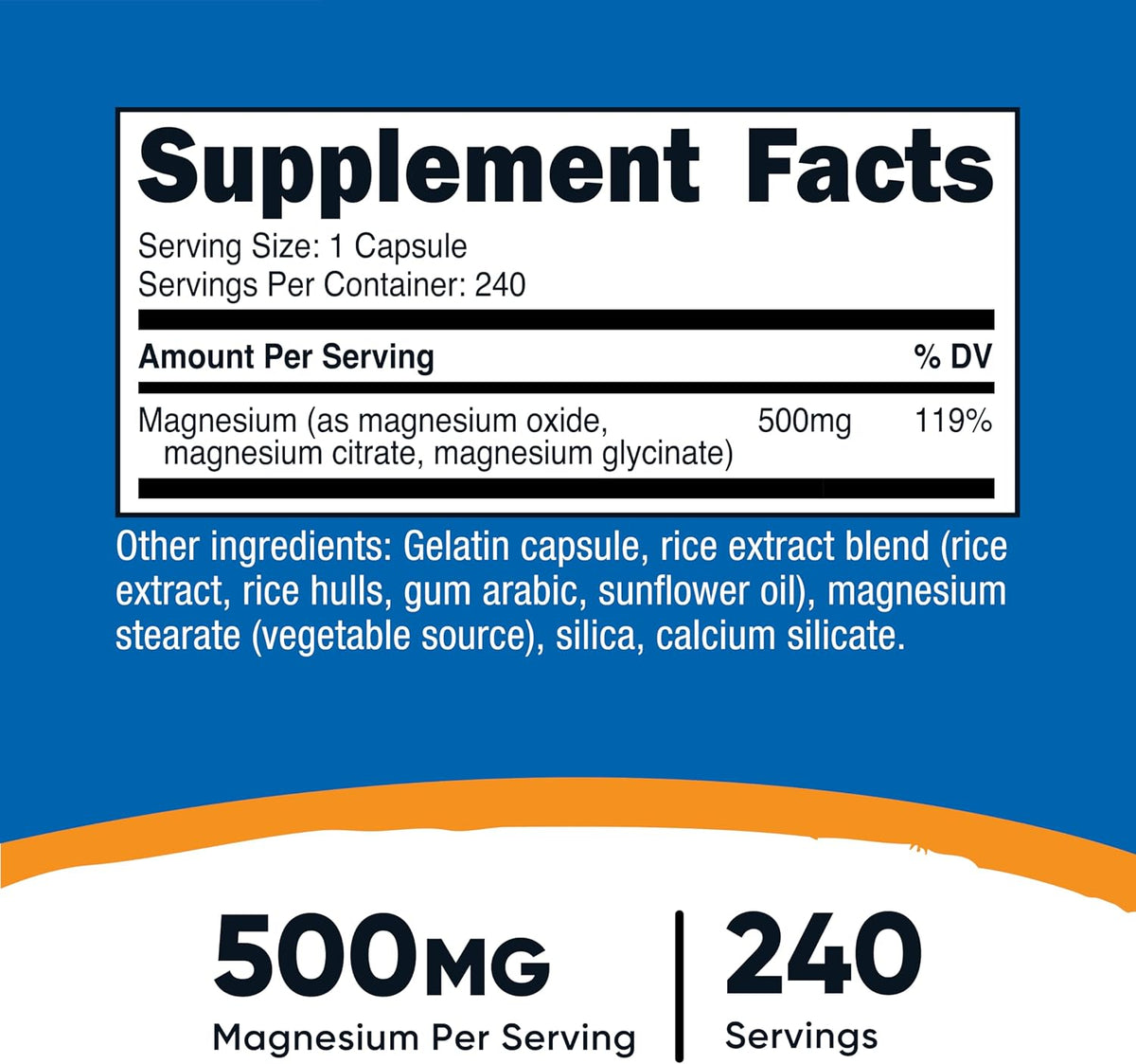 Nutricost Magnesium Complex Extra Strength 500mg, 240 Capsules