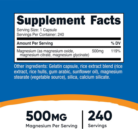 Nutricost Magnesium Complex Extra Strength 500mg, 240 Capsules