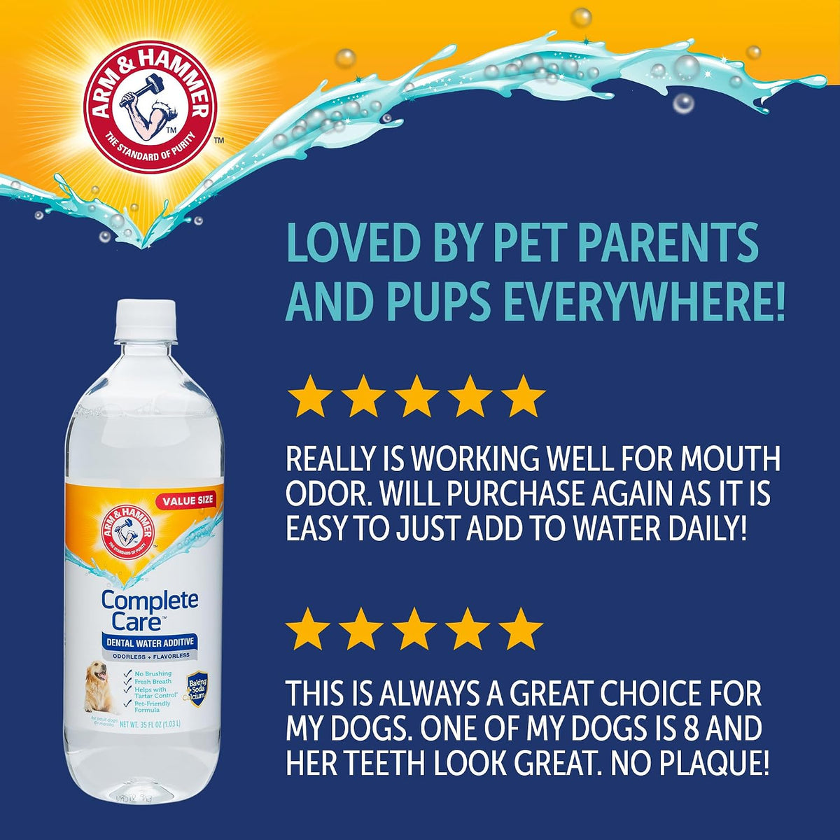 Arm & Hammer Complete Care Dog Dental Water Additive, 35 Fl Oz
