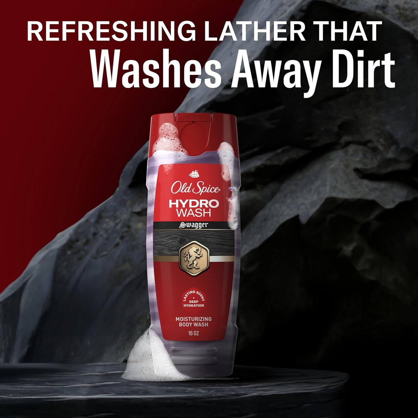 Old Spice Moisturizing Body Wash for Men, Hydro Wash, 2-in-1 Long Lasting Scent & Deep Hydration, 24/7 Shower Fresh, Smoother Swagger Scent, 16 oz (Pack of 4)
