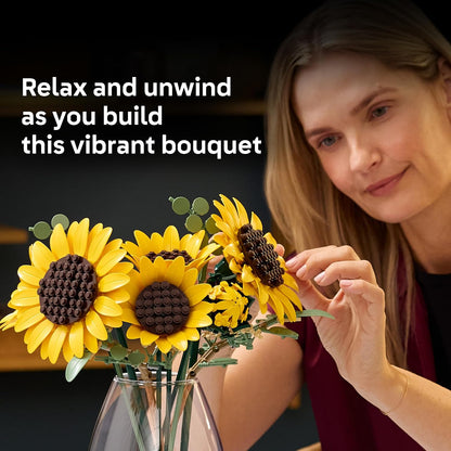 LEGO Botanicals Sunflower Bouquet Building Set for Adults, Ages 18+ - Gift for Birthdays - Artificial Flowers for Home Office, Bedroom or Desk Decor - 11502