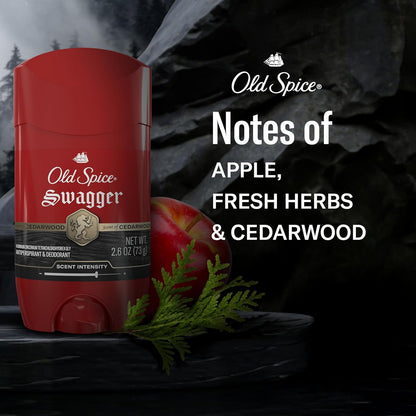 Old Spice Red Collection Invisible Solid Antiperspirant and Deodorant for Men, Swagger Scent, 48-Hour Odor Protection, Clear Application, Long-Lasting Freshness, 2.6oz