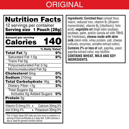 Cheez-It Baked Snack Cheese Crackers, Original, Single Serve, 1 oz Bags (12 Count)