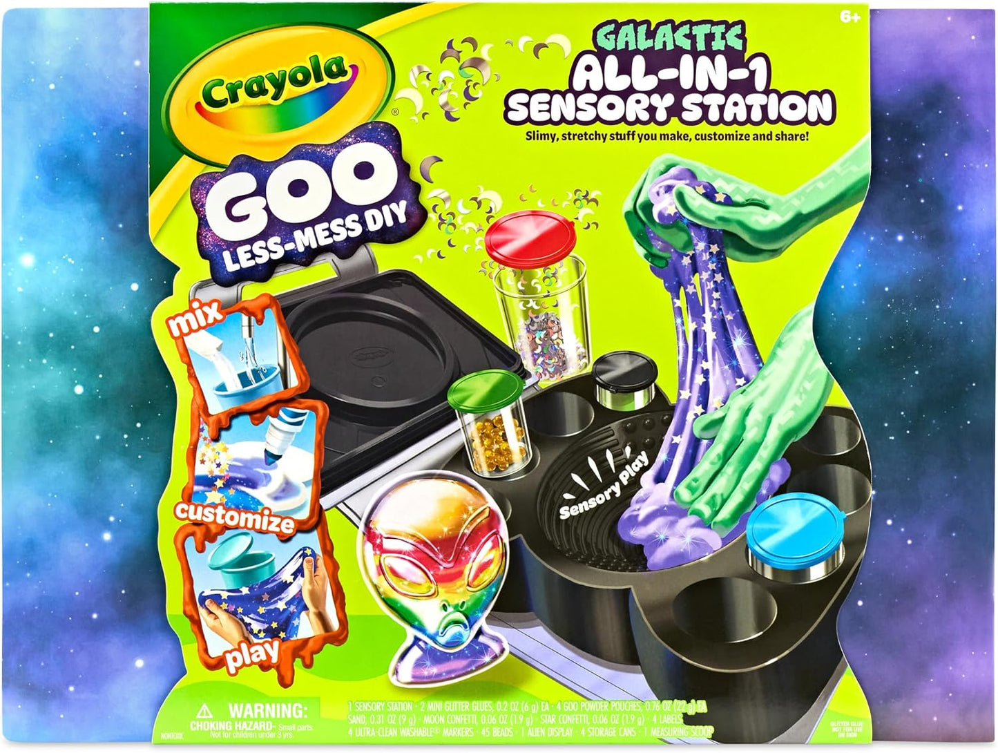 Crayola Goo All-in-1 Sensory Station, Galactic Slime Making Kit for Kids, Less Mess, DIY Arts & Crafts Set, Gifts for Kids, Ages 6+