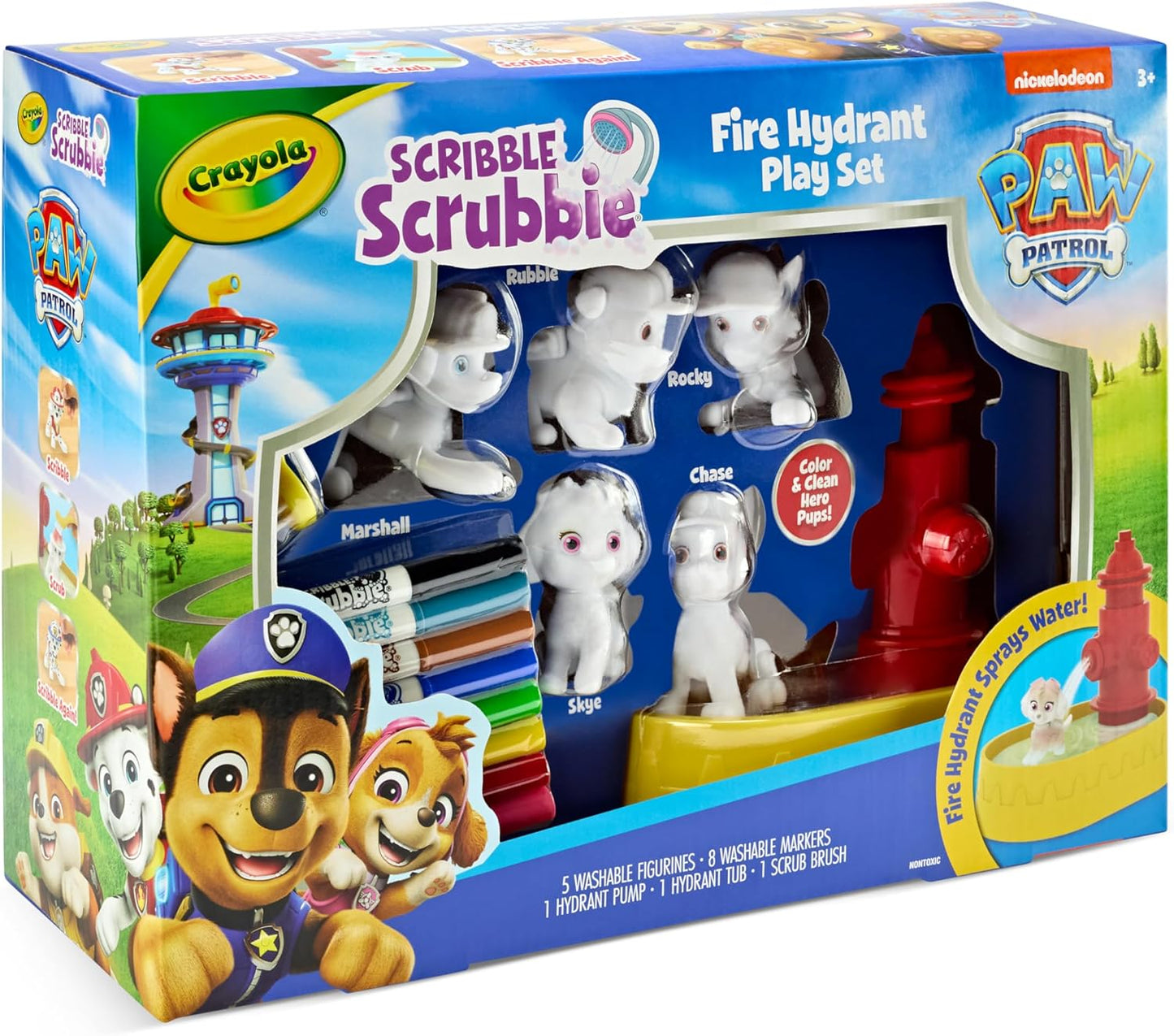 Crayola Scribble Scrubbies PAW Patrol Toy Playset, Washable Coloring Pets & Bath Tub Set with Marshall, Rubble, Rocky & Chase, Gift for Toddlers, Ages 3+