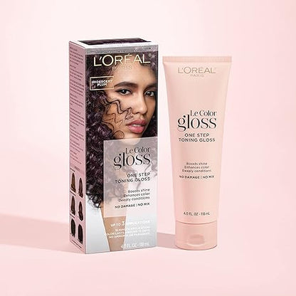 L’Oréal Paris Le Color Gloss One Step In-Shower Toning Hair Gloss, Neutralizes Brass, Conditions & Boosts Shine, Iridescent Plum Purple, 4 Ounce