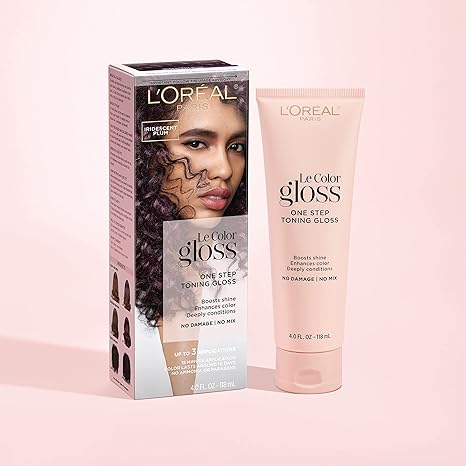 L’Oréal Paris Le Color Gloss One Step In-Shower Toning Hair Gloss, Neutralizes Brass, Conditions & Boosts Shine, Iridescent Plum Purple, 4 Ounce