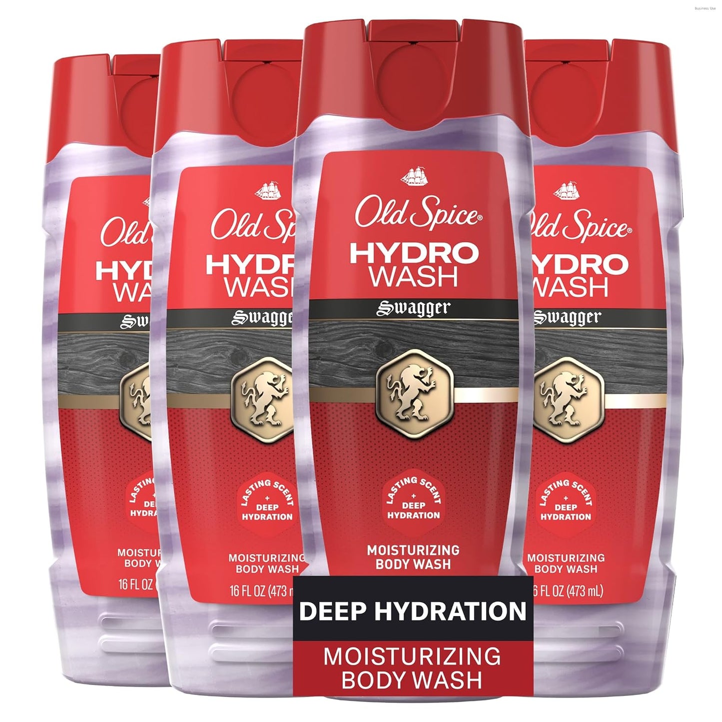 Old Spice Moisturizing Body Wash for Men, Hydro Wash, 2-in-1 Long Lasting Scent & Deep Hydration, 24/7 Shower Fresh, Smoother Swagger Scent, 16 oz (Pack of 4)