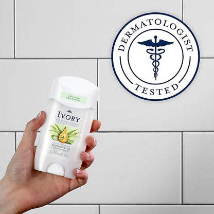 Ivory Aluminum Free Deodorant, Notes of Aloe, 24hr Gentle Deodorant, Dermatologist Tested, Baking Soda Free, Paraben Free, 2.4 oz
