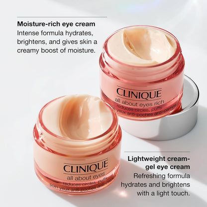Clinique All About Eyes Lightweight Eye Cream With Vitamin C | Hydrating,Brightening,Depuffing + Dark Circle Reducing,1 Ounce,(Pack of 2)