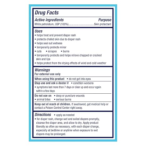 Vaseline Baby Healing Jelly 100% White Petrolatum Skin Protectant 1 ct for Preventing & Treating Diaper Rash, with a Hypoallergenic, Pediatrician-Recommended Formula, 6.8 OZ (Pack of 2)
