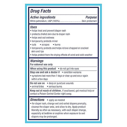 Vaseline Baby Healing Jelly 100% White Petrolatum Skin Protectant 1 ct for Preventing & Treating Diaper Rash, with a Hypoallergenic, Pediatrician-Recommended Formula, 6.8 OZ (Pack of 2)