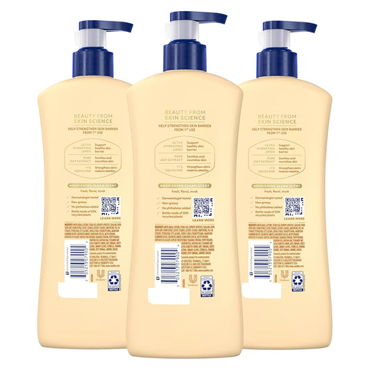 Vaseline Intensive Care Nourishing Moisture Body Lotion 3 Pk Made with Ultra-Hydrating Lipids + Pure Oat Extract for Dry Skin, for Nourished, Healthy-Looking Skin 20.3 oz