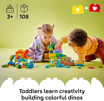 LEGO DUPLO Town 3 in 1 Dinosaurs on Wheels Learning Toy for Toddler Boys & Girls, Ages 3+ - Building & Education Play Set Teaches Problem-Solving Skills Through Play - Preschool Gift Idea - 10451