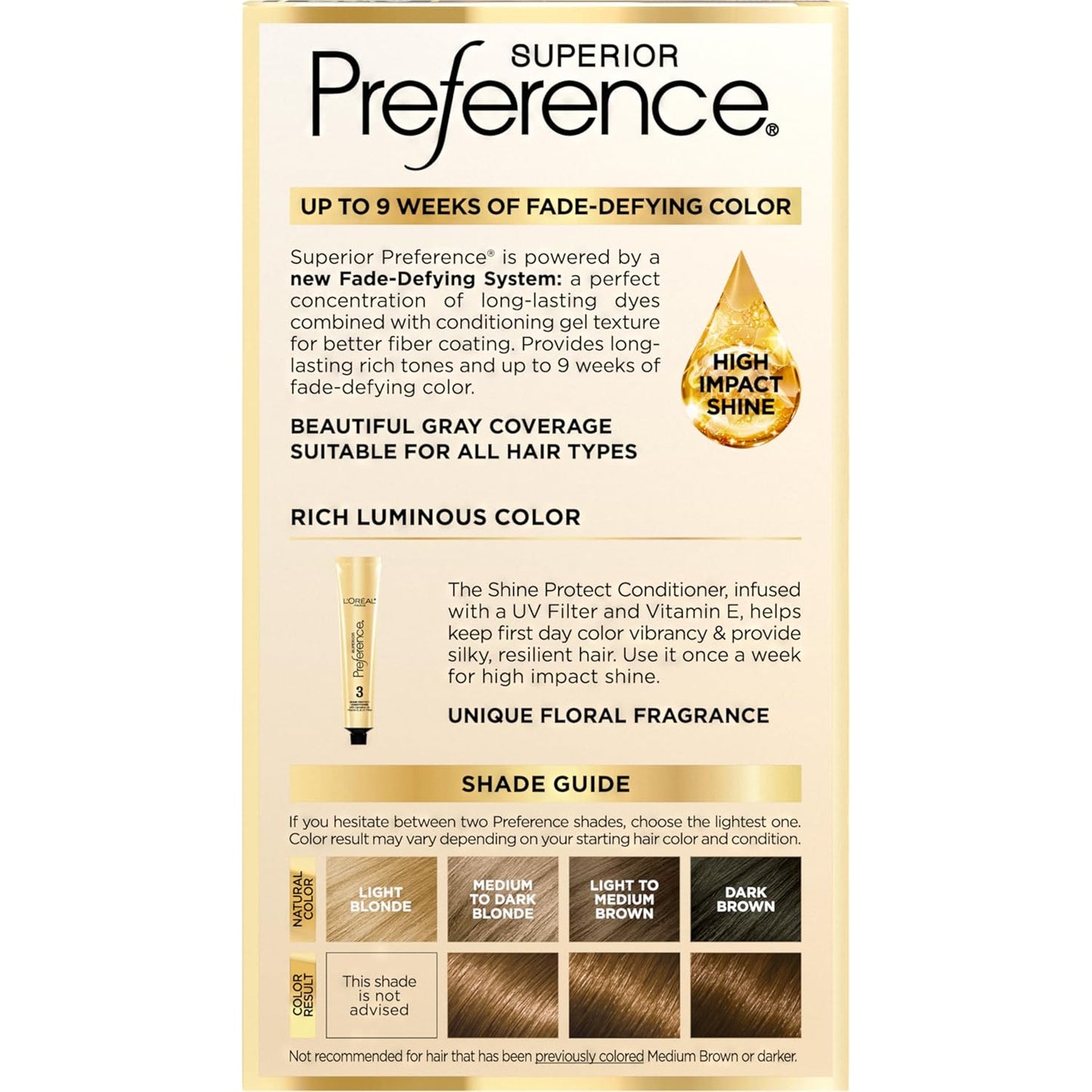 L'Oreal Paris Superior Preference Fade-Defying + Shine Permanent Hair Color, 6.5G Lightest Golden Brown, Pack of 1, Hair Dye