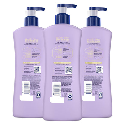 Vaseline Intensive Care Calm Healing Body Lotion 3 count for Dry Skin Made with Ultra-Hydrating Lipids and Lavender Extract to Heal and Restore Dry Skin 20.3 oz