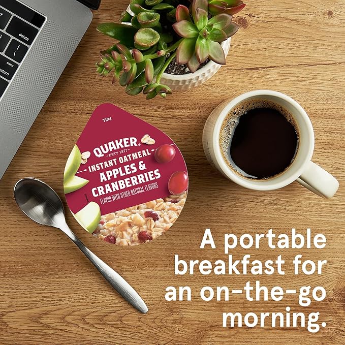 Quaker Instant Oatmeal Instant Oats Express, Apple Cranberry, 1.79 Ounce (Pack of 12)