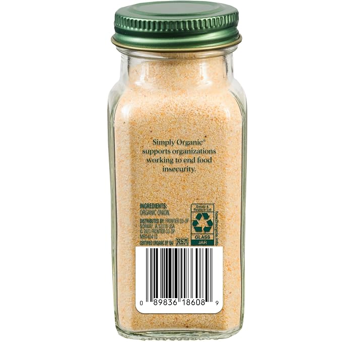 Simply Organic White Onion Powder, 3-Ounce Jar, Organic US Grown Onions, Real Onion Taste Without The Tears, Kosher, Non GMO