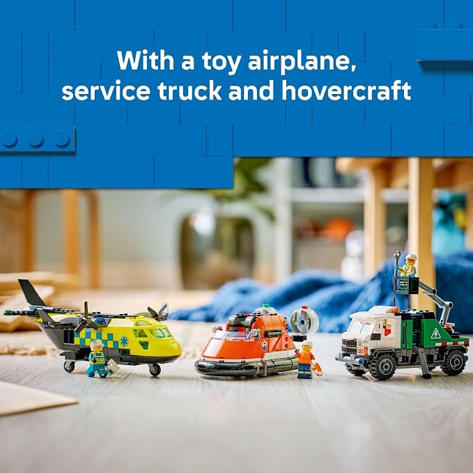 LEGO City Airplane, Service Truck & Hovercraft Remix Building Toy for Kids - Mix & Match Emergency Vehicle & Truck Toys for Pretend Play - Gift Idea for Boys & Girls, Ages 7+ - 60505