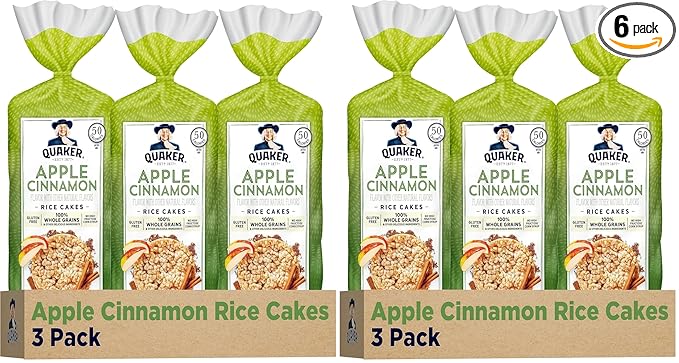 Quaker Large Rice Cakes,Apple Cinnamon,(Pack of 6)