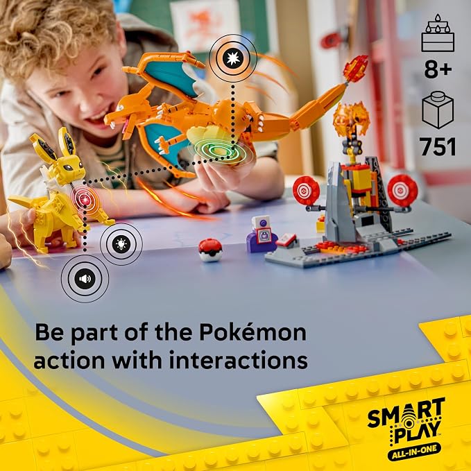 LEGO Pokémon SMART Play: Charizard vs. Jolteon Ultimate Battle 72167 | All-in-One Building Set, Boys & Girls, Ages 8+, Interactive Pokémon Toys, 2 SMART Bricks, 4 Tags & Charger, 751 pieces
