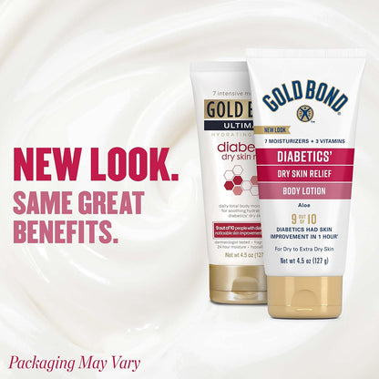 Gold Bond Diabetic Body Lotion, Dry Skin Relief with Vitamin E & Aloe to Soothe & Moisturize Flaky, Rough Skin, 4.5 oz