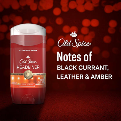 Old Spice Aluminum Free Deodorant for Men, 24/7 Odor Protection, 24/7 Signature Scent & Lasting Freshness, Goes on Clean, Headliner with Black Currant, Leather, & Amber Scent, 3.0 oz